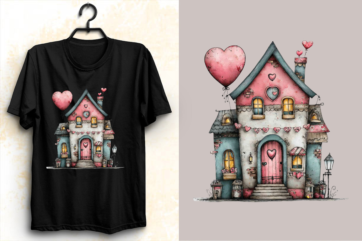 Whimsical Valentine House Clipart, an Illustration by SVGArt (Photo 5 of 8)