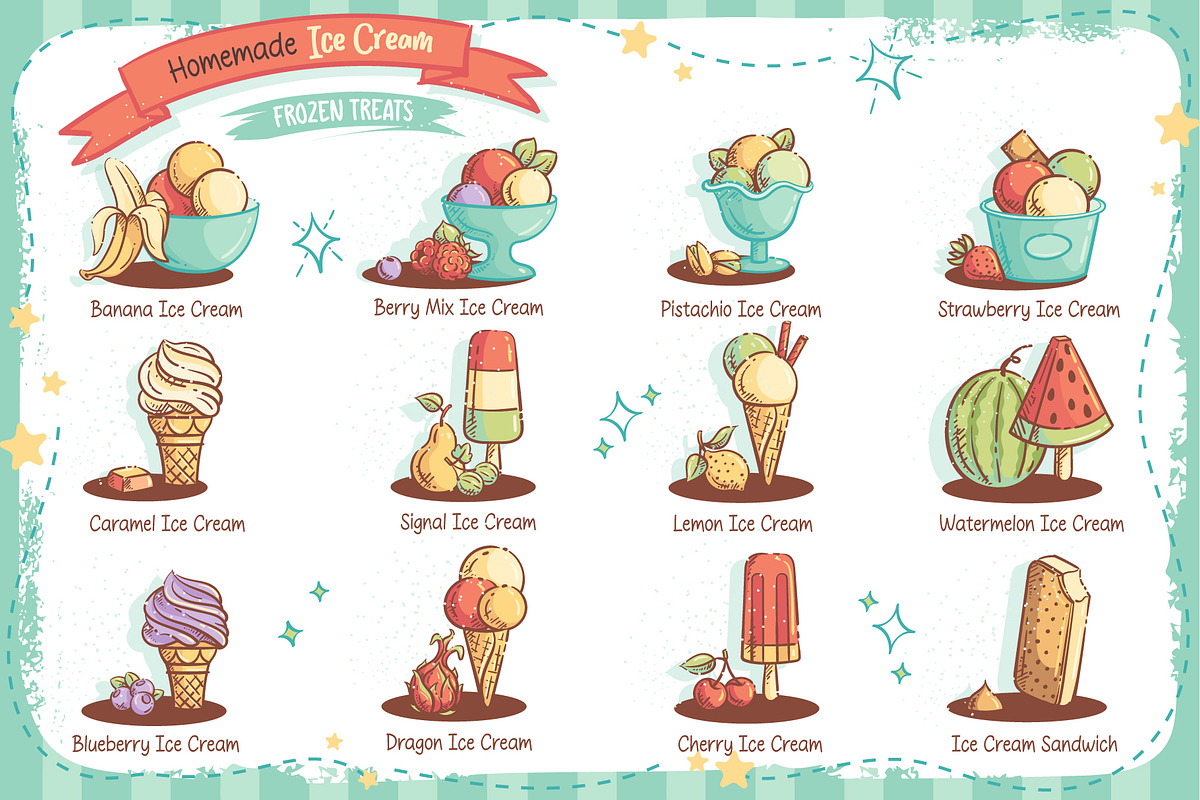 Retro Ice Cream Bundle, a Food Illustration by Nearbirds (Photo 2 of 12)