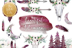 Beautiful Bohemian Clipart Set