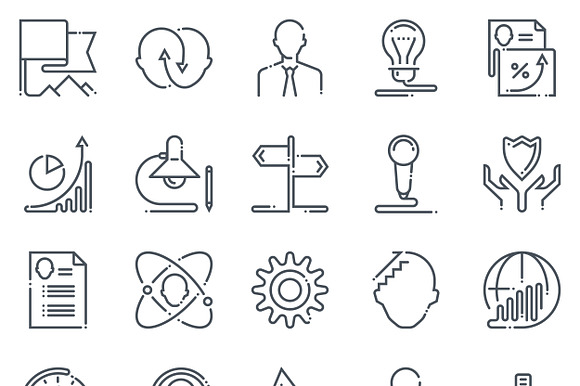 Business Icon Set Natural Line