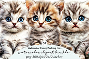 watercolor funny peeking cats clipar, an Illustration by GatewayDesign (Thumbnail 1 of 9)