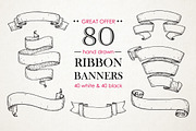 Ribbon Banners. Big Hand Drawn Set., a Graphic by Epine (Thumbnail 1 of 3)