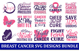Breast cancer Quotes Designs Bundle, an Object Graphic by Printable Treasure
