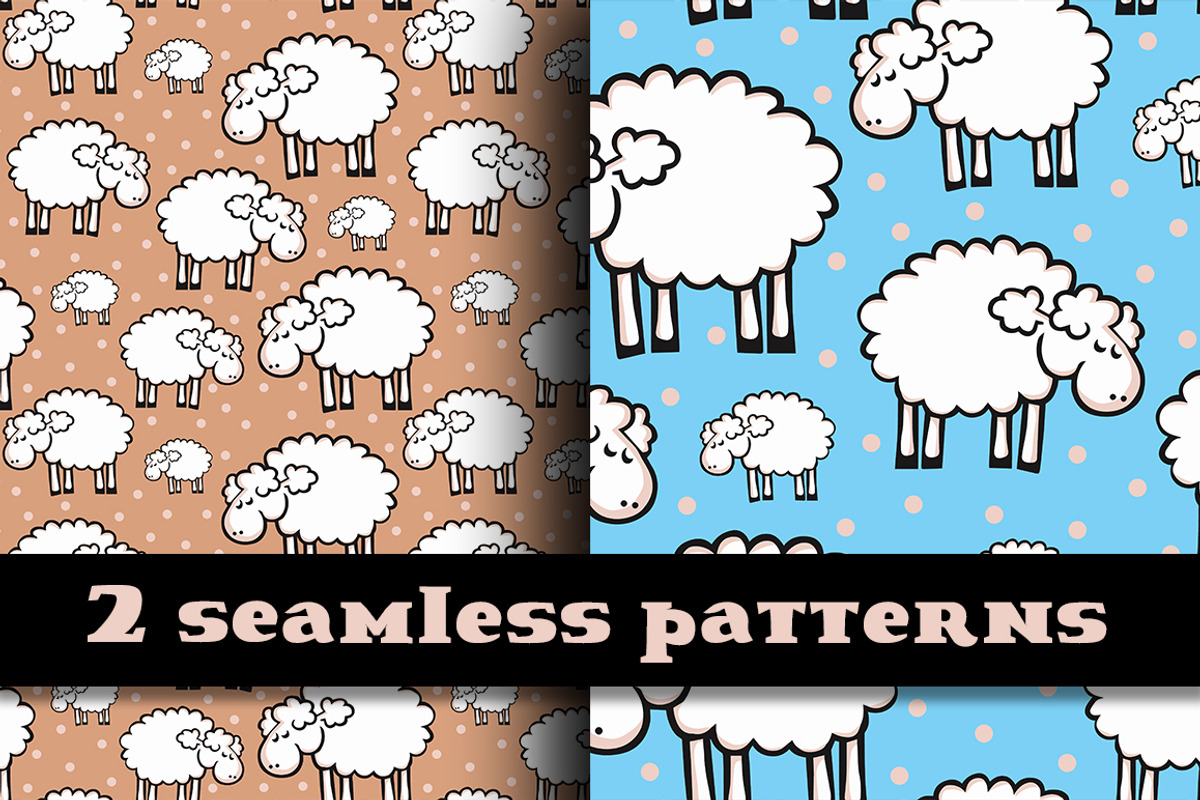 Cut sheeps seamless pattern, an Animal Illustration by Nata Savina Art