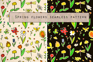 Spring Flowers Seamless Pattern