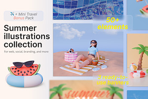 Summer 3D Kit – Objects & Character, an Object 3D Model by KetrinDesigner