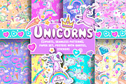 Cute Unicorns Clipart, a Pattern Graphic by ViktoriaARTprint (Thumbnail 1 of 13)