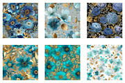 Blue and Gold Floral Pattern, a Pattern Graphic by CreationArt (Thumbnail 5 of 5)