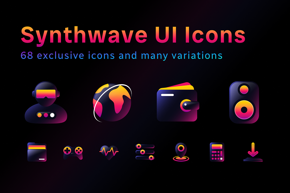 Synthwave UI Icons, an Outline Icon by Amazing Custom Icons (Photo 1 of 6)