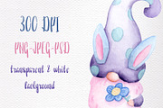 Easter Gnomes Watercolor Clipart, a Decorative Illustration by RabbitAndPencil (Thumbnail 2 of 3)