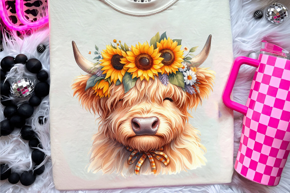 Highland Cow Summer Watercolor, an Illustration by CreationArt (Photo 9 of 9)