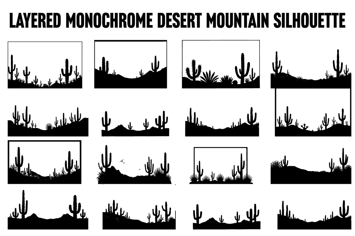 Southwestern Cactus Mountain Vector, an Illustration by hafijul (Photo 1 of 15)