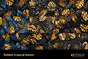 Golden tropical leaves. 42 images, a Decorative Illustration by Handmadefont (Thumbnail 7 of 11)
