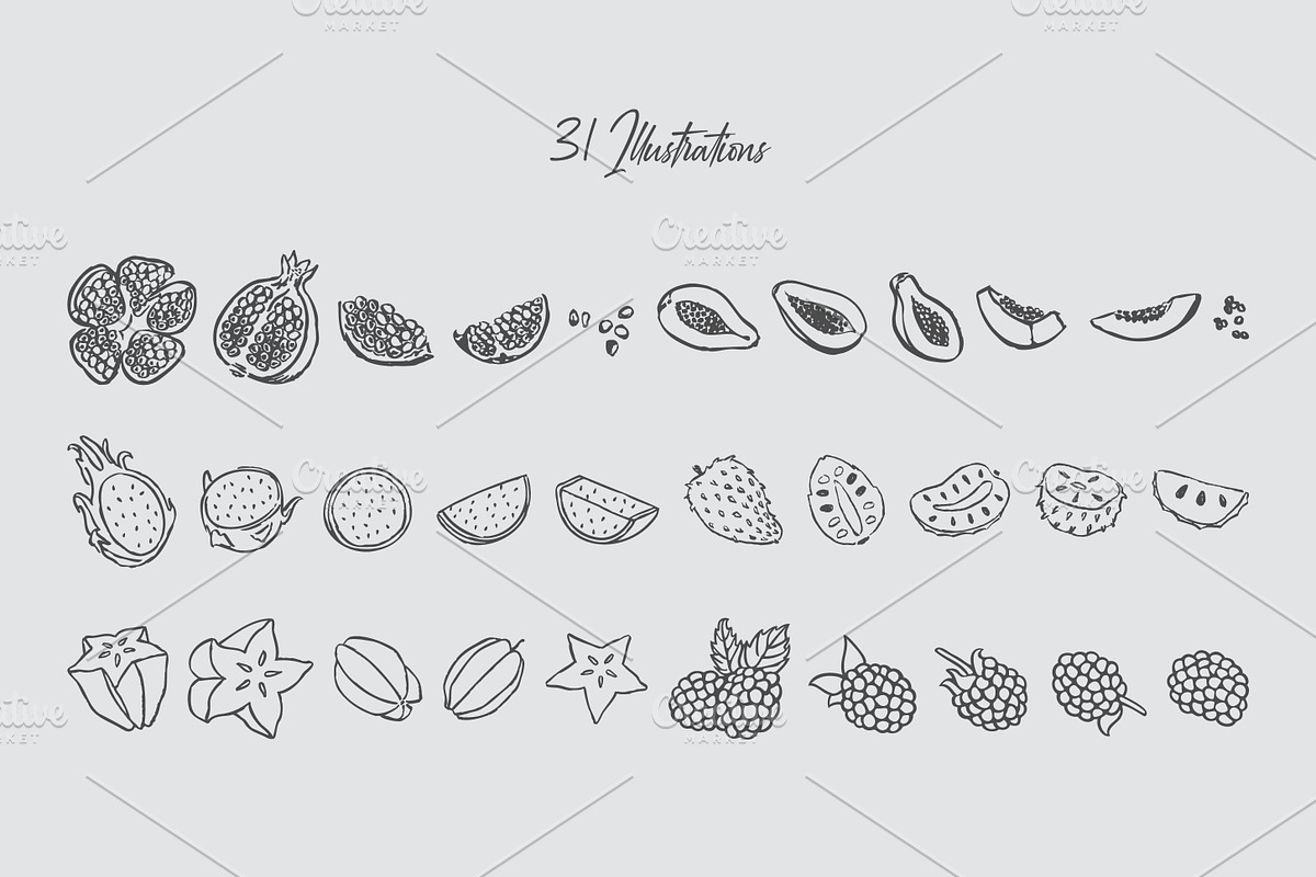 Hand Drawn Fruit Pattern Bundle, a Pattern Graphic by Walter Luckett Designs (Photo 9 of 10)