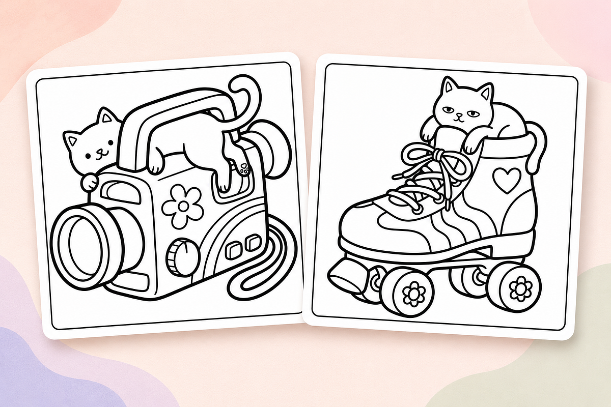 Cozy Cats Coloring Pages #2, an Animal Illustration by Inkivelle Studio (Photo 2 of 3)