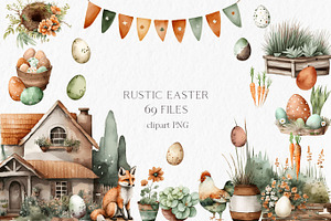 Rustic Easter Watercolor Clipart