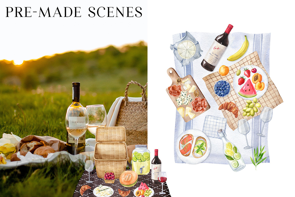 Grill and Picnic watercolor set, a Food Illustration by Natalia Fedorova (Photo 5 of 11)