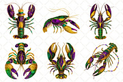 Crawfish Mardi Gras Watercolor, an Illustration by Black Bird Studio (Thumbnail 6 of 6)