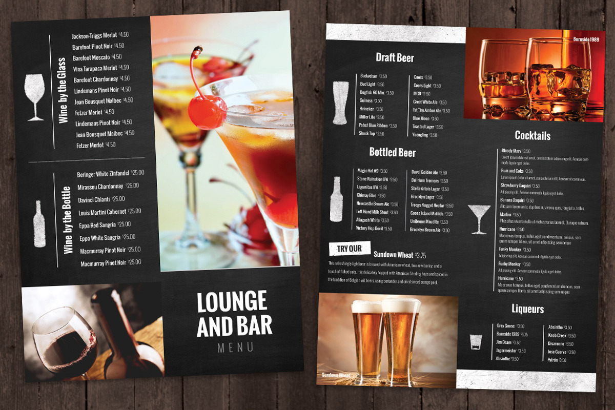 Bar and Lounge Drink Menu, a Brochure Template by Nathan Knight Design (Photo 2 of 2)