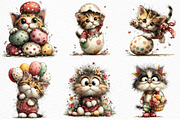 Whimsical Easter Cats Clipart Png, an Illustration by Craft Nest (Thumbnail 3 of 10)