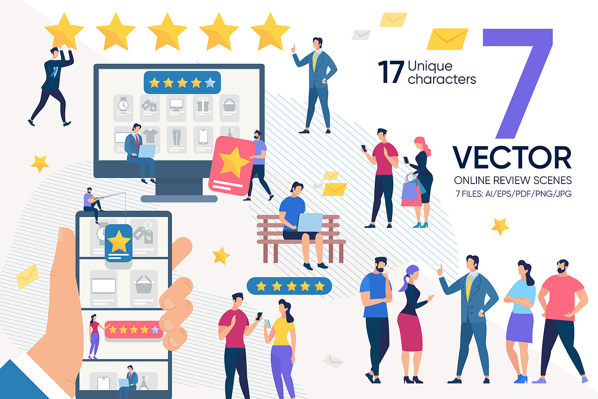 Online Review Vector Scenes, a Person Illustration by Tera Vector (Photo 1 of 2)
