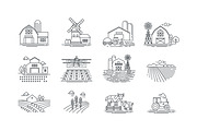Farm icons and farming fields, an Outline Icon by Bezvershenko (Thumbnail 5 of 8)