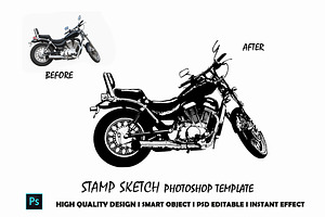 Stamp sketch Photoshop Template, an Action Add-On by 3d_model_tifotizi