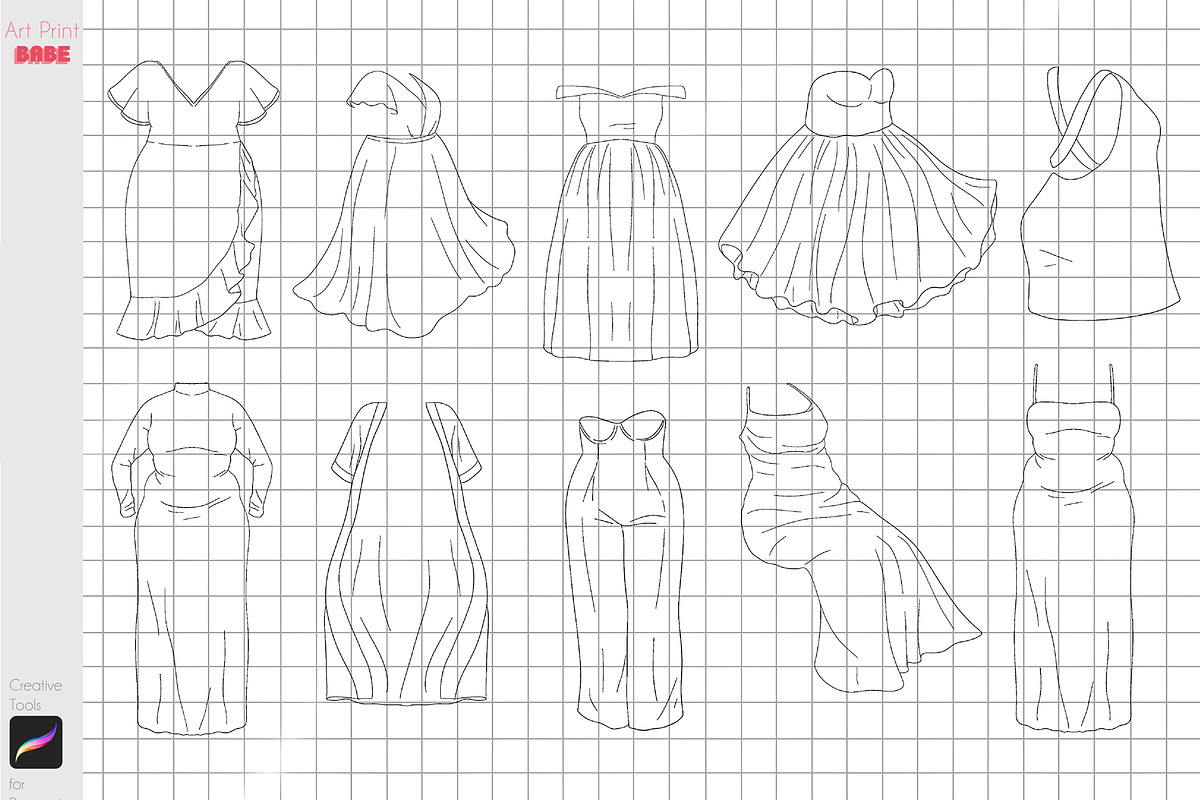 Procreate Plus Size Clothes Curved, a Brush Add-On by ArtPrintBabe (Photo 2 of 4)