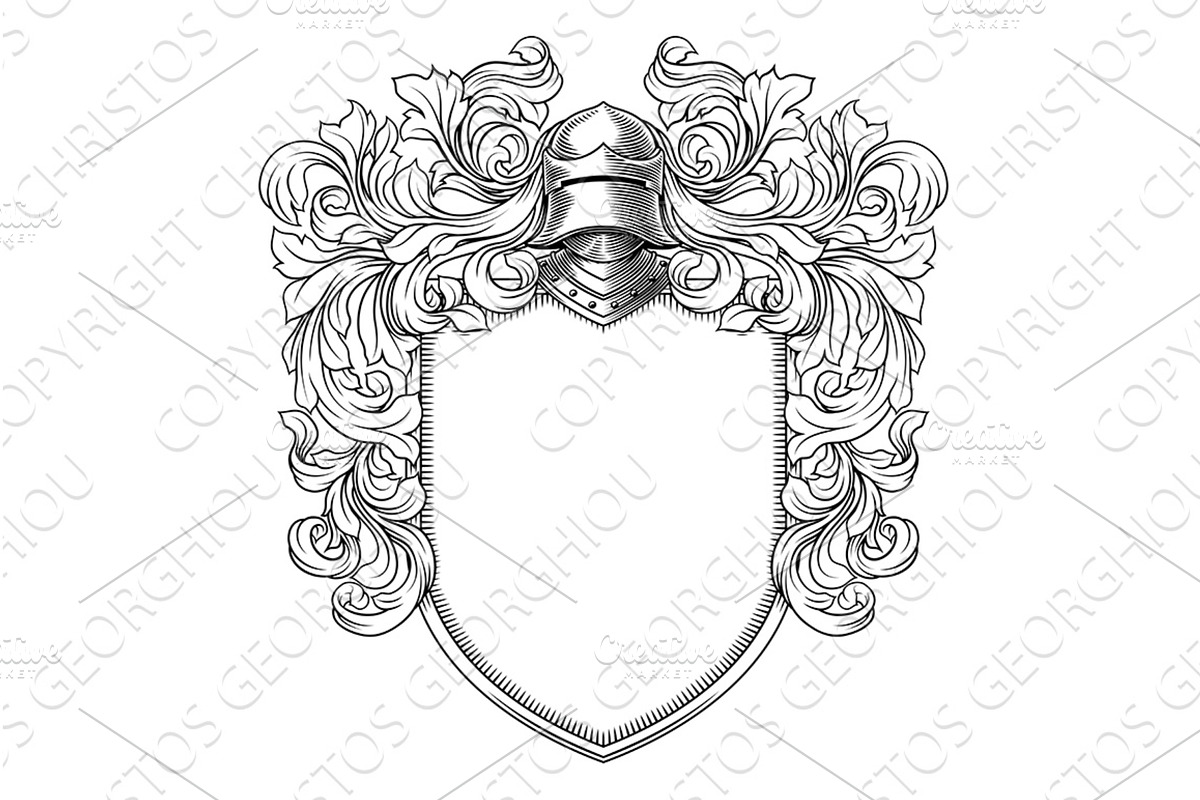 Coat of Arms Crest Knight Family, a Decorative Illustration by Christos ...