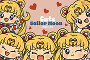 Cute Kawaii Sailor Moon Sticker Set, an Icon by Dori Debreceni draws (Thumbnail 1 of 4)