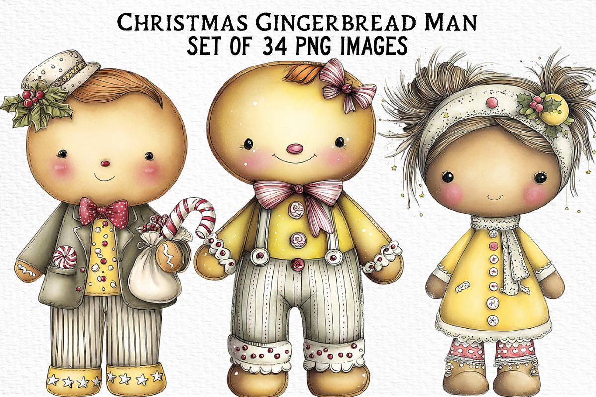 Christmas Gingerbread Man Clipart, an Illustration by Craft Nest (Photo 1 of 6)