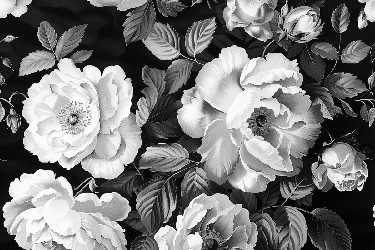 Vintage Black White Flowers, a Background Graphic by Printable Treasure (Photo 4 of 8)