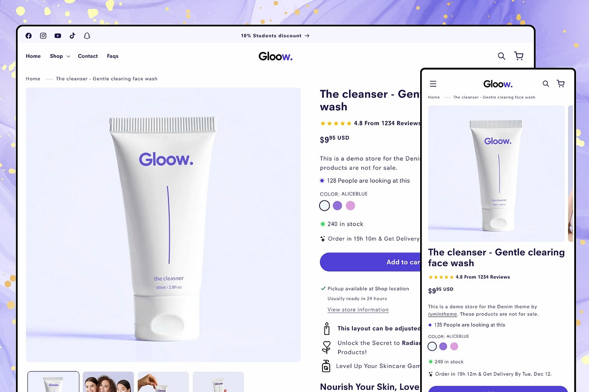 Gloow | Minimal Shopify Theme, a Shopify Template by Lumin Lab (Photo 7 of 11)