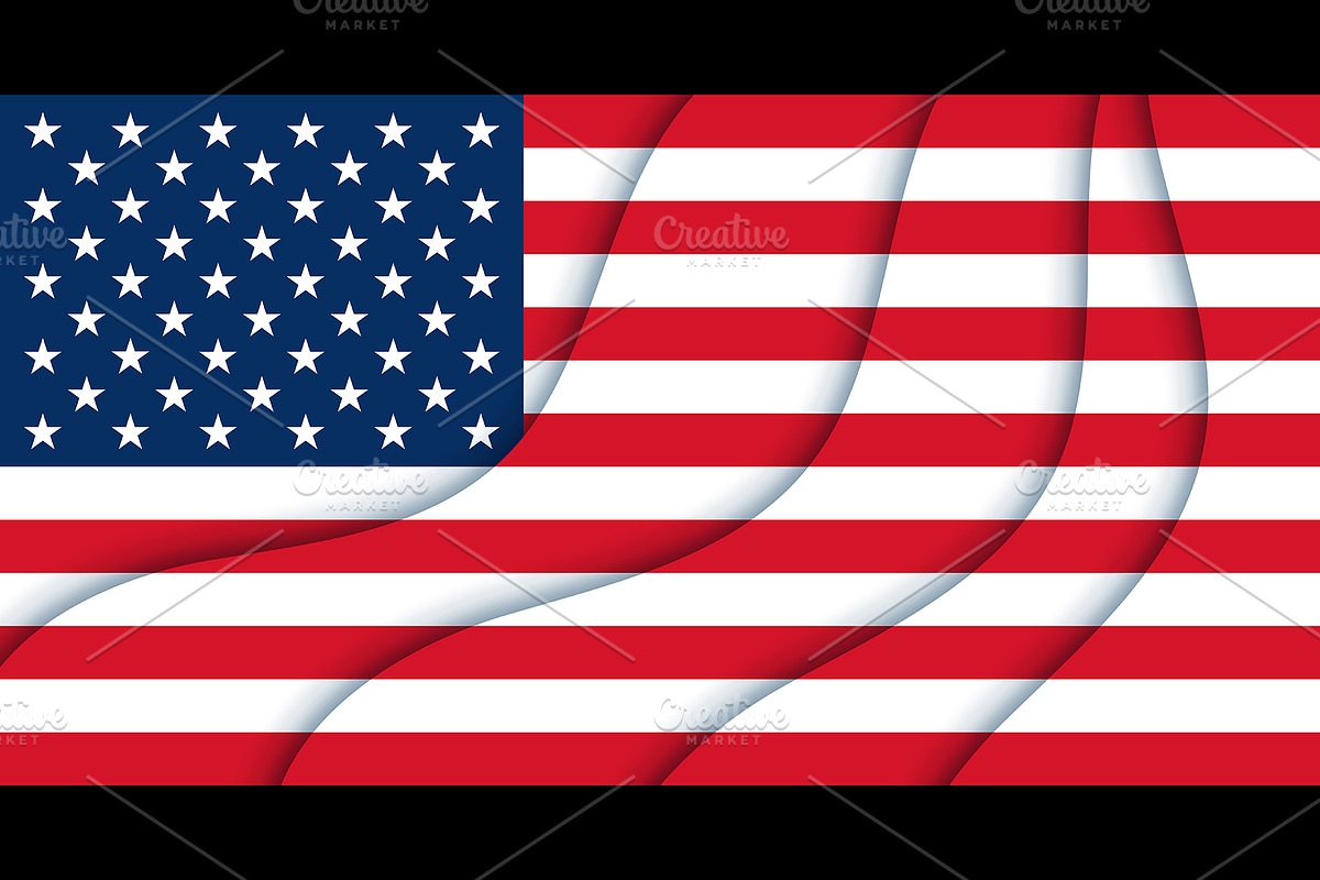 Paper cut flag USA Independence Day, a Decorative Illustration by Vector Tradition (Photo 2 of 3)