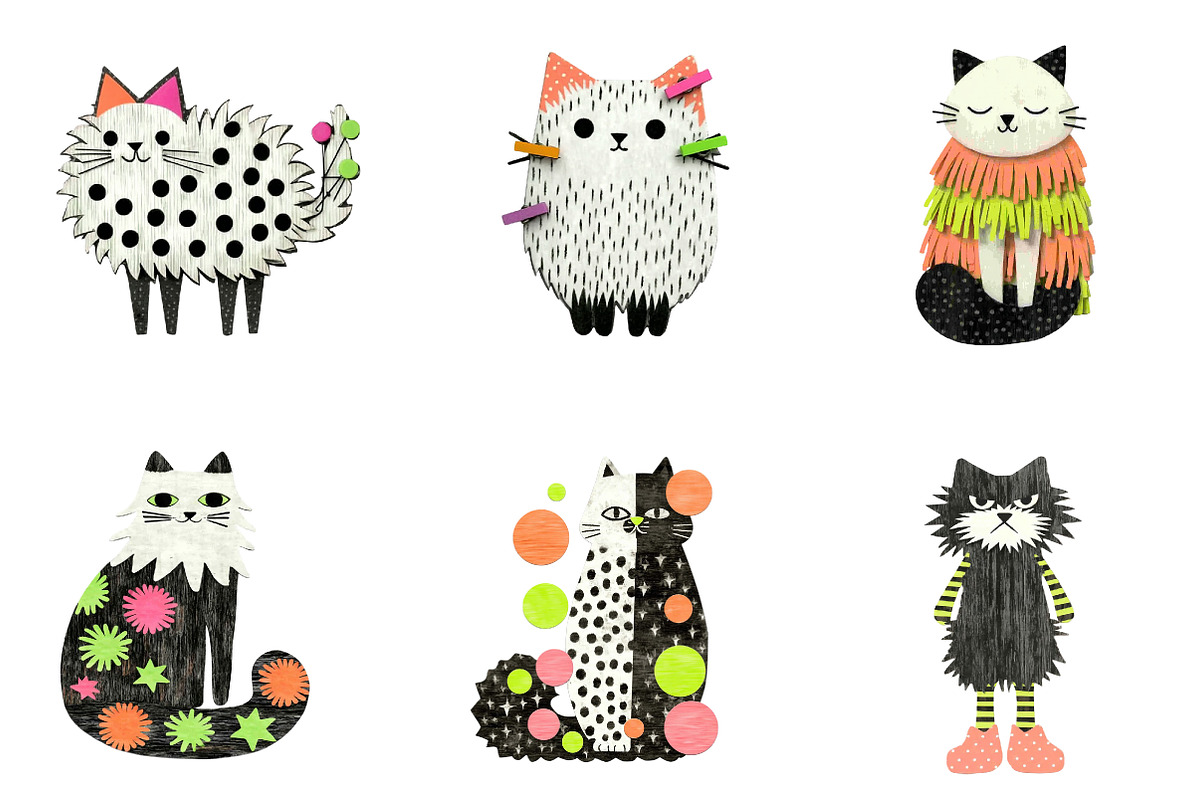 Whimsical Cat Clipart, an Illustration by CreationArt (Photo 5 of 5)