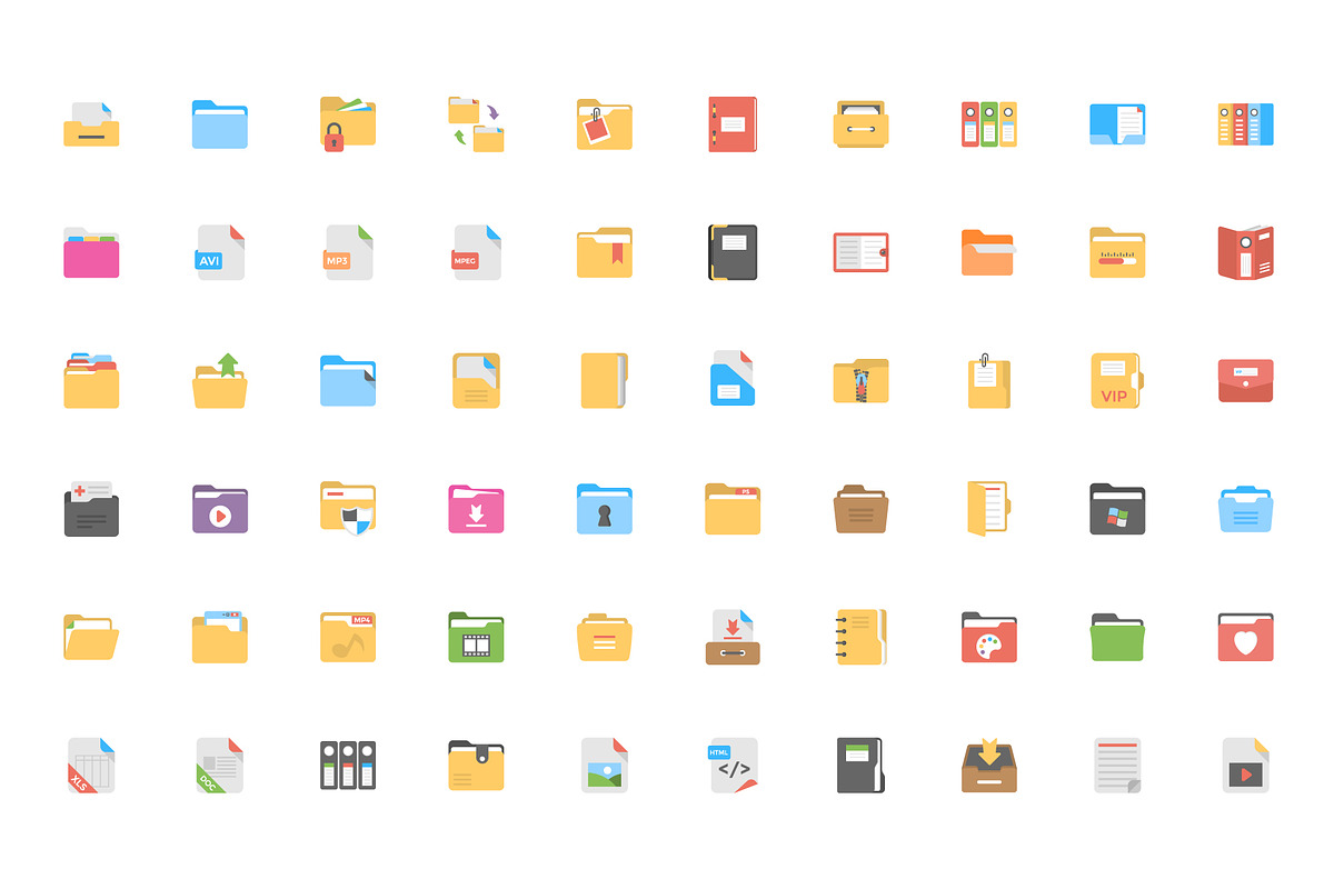 60 Files and Folders Flat Icons, a Duotone Icon by Creative Stall (Photo 2 of 2)