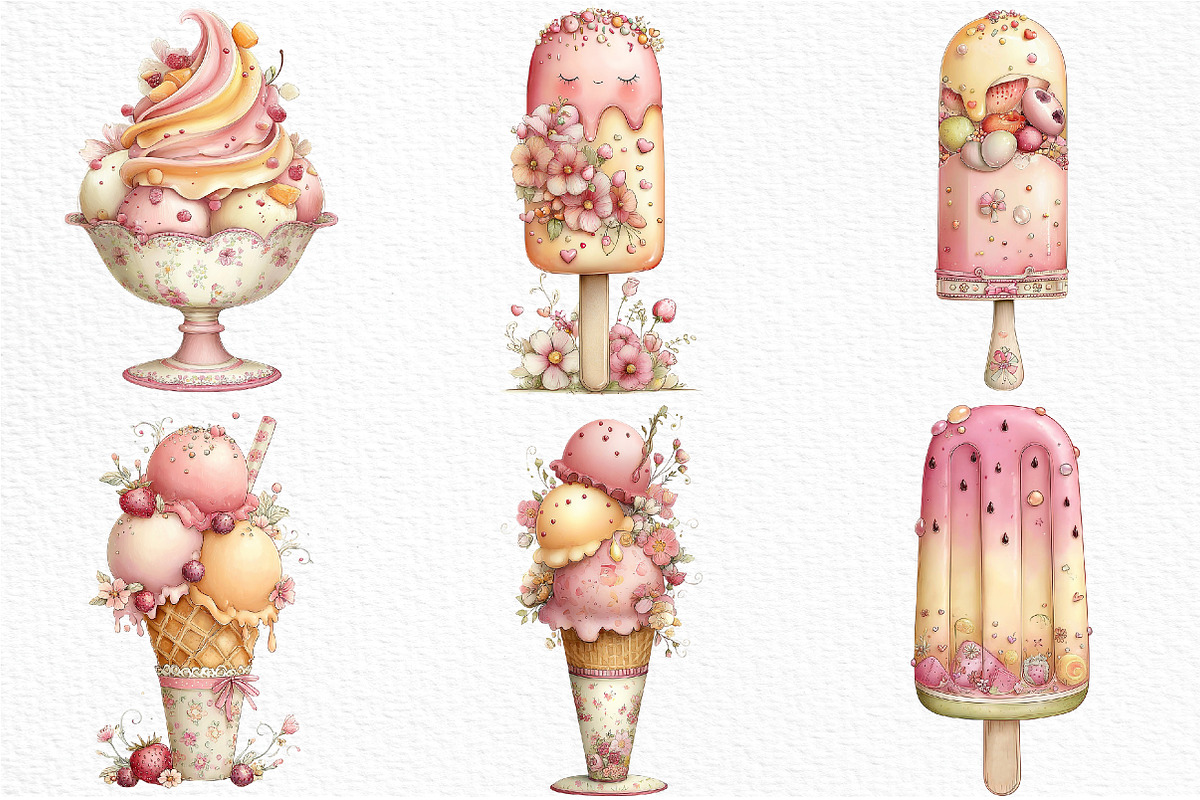 Summer Treats Ice Cream Clipart, an Illustration by Craft Nest (Photo 4 of 12)