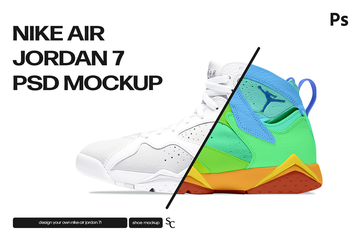 Nike Air Jordan 7 PSD Mockup, a Product Mockup by sophiesconcepts (Photo 1 of 2)