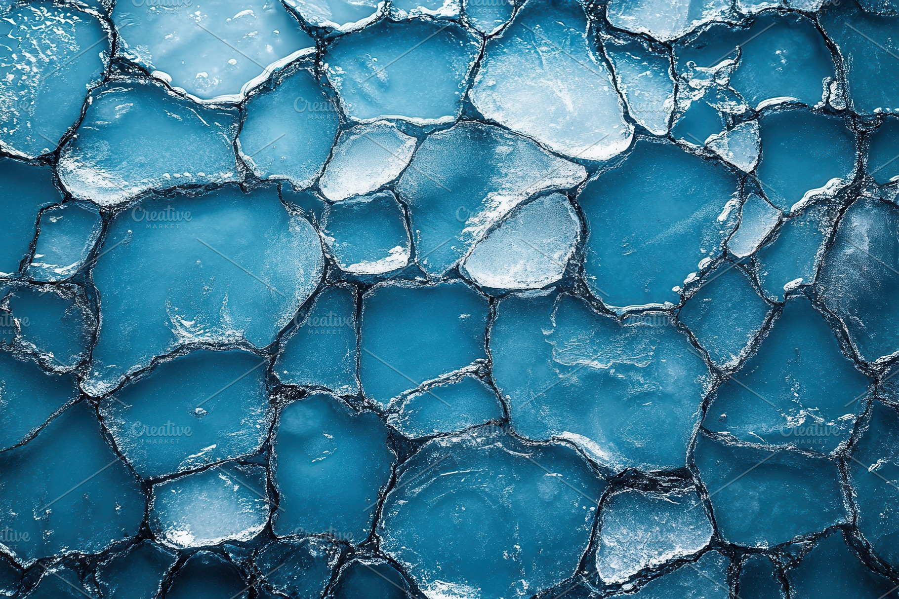 Intricate mosaic of ice fragments re, a Photo by Tanuart