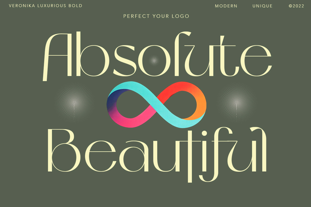 Veronika Luxurious | Bonus Logo, a Sans Serif Font by Mulkan Nazir (Photo 2 of 17)