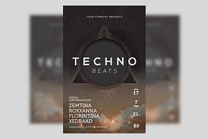 Techno Beats Futuristic Club Poster