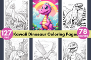 127 Kawaii Dinosaur Coloring Pages, a Brochure Template by LA Design (Thumbnail 1 of 10)