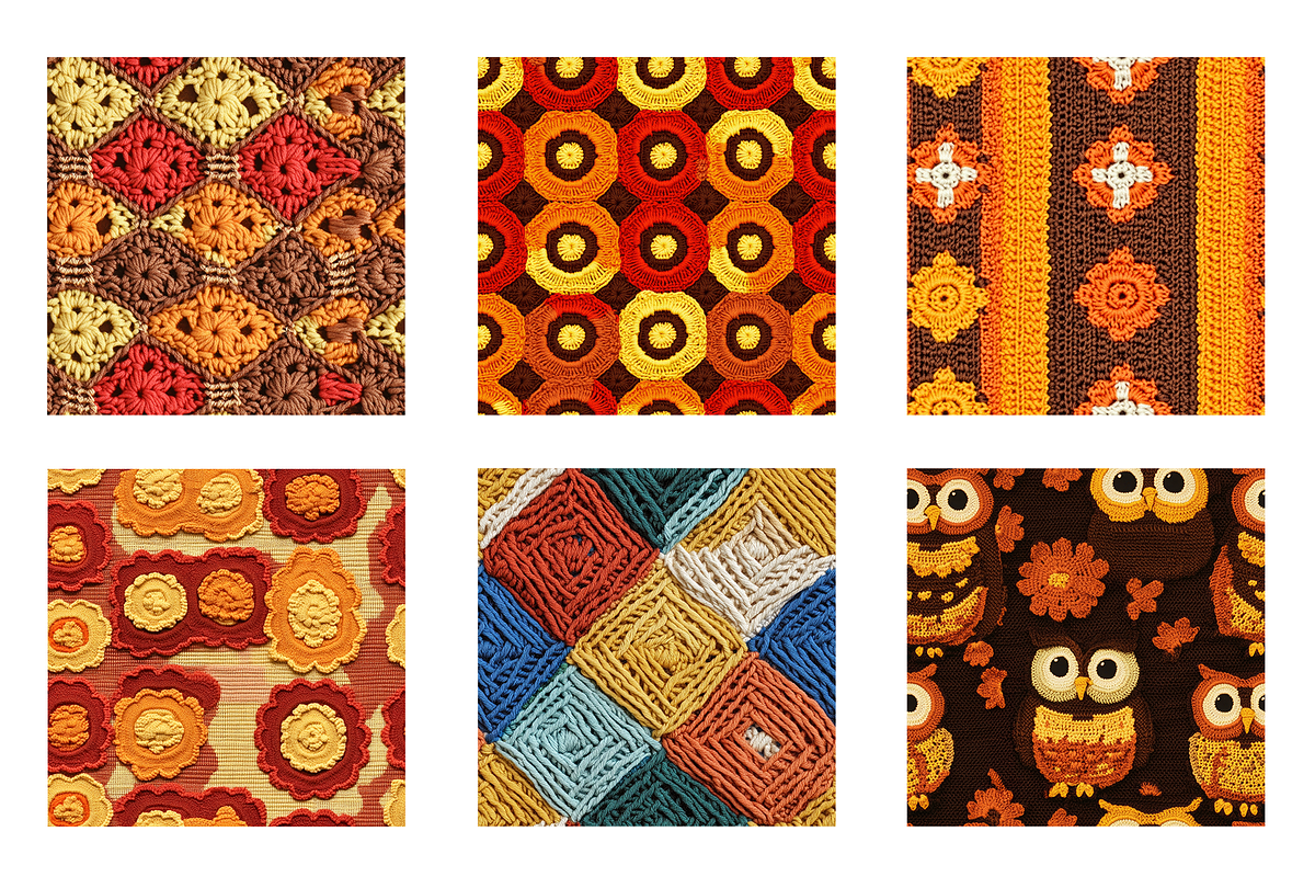 70s Crochet Seamless Digital Paper, a Pattern Graphic by Chromolume Studio (Photo 2 of 15)