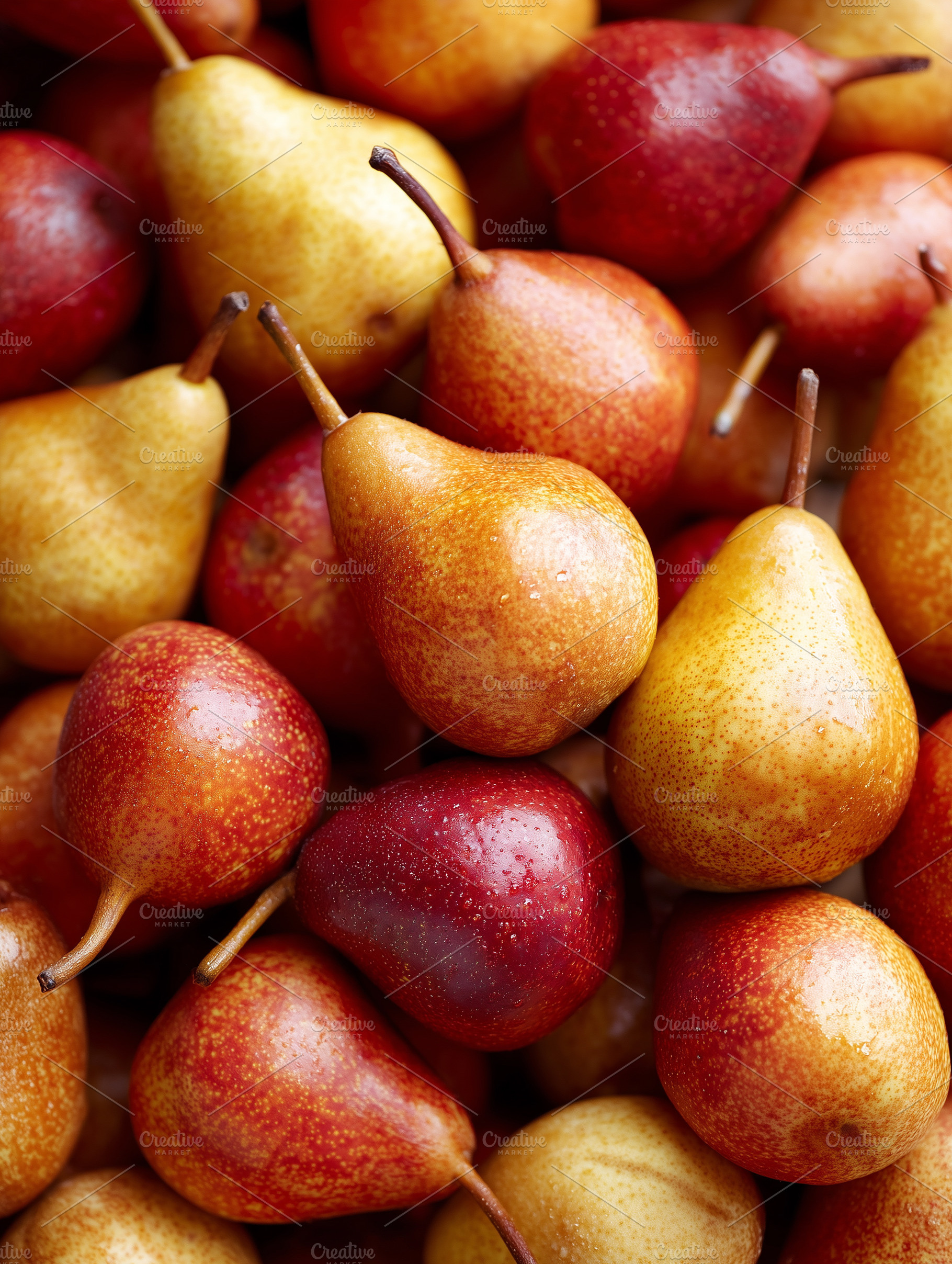 Fresh ripe pears in red and yellow, a Food & Drink Photo by MistyDay