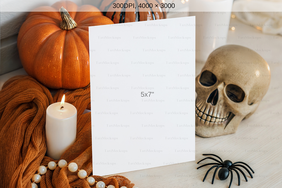 Halloween Party Invite Mockup PSD, an Advertising Mockup by TatiMockup (Photo 2 of 4)