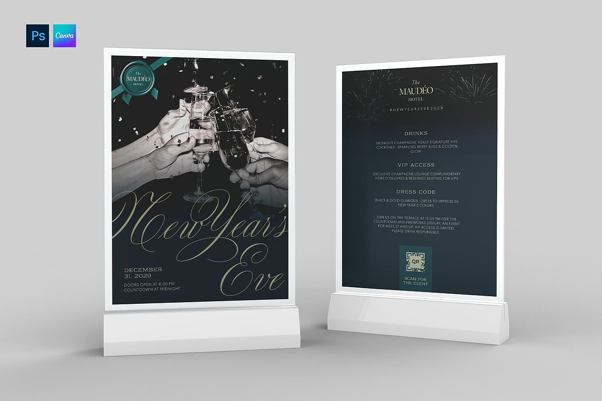 New Year's Eve Table Tent Template, a Stationery Template by BrandPacks (Photo 1 of 5)