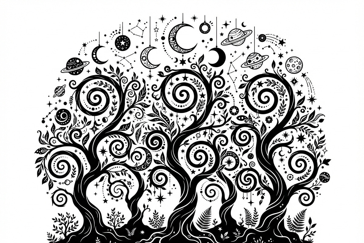 50 Mystical Galaxy Forest Silhouette, a Technology Illustration by Amazin_art (Photo 23 of 41)
