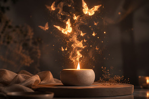 Candle flame births butterflies, a Photo by Beautiful things
