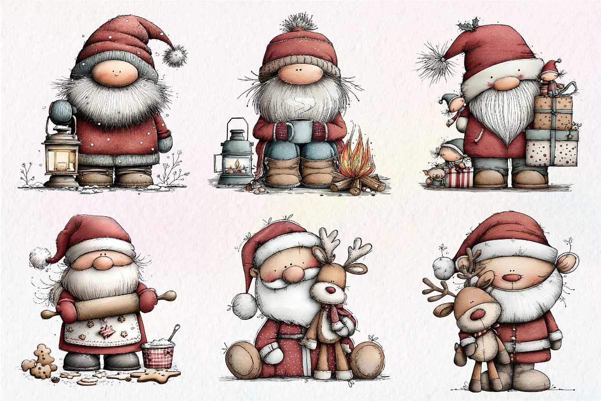 Whimsical Christmas Santa Clipart, an Illustration by Dream Creation (Photo 5 of 7)