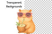 Cute Capybara Watercolor Clipart, an Animal Illustration by PassionPNGcreation (Thumbnail 4 of 8)